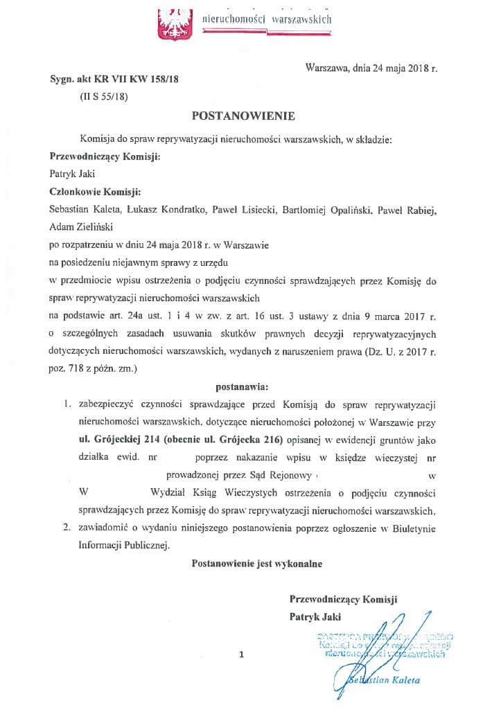 Postanowienie Komisji Reprywatyzacyjnej